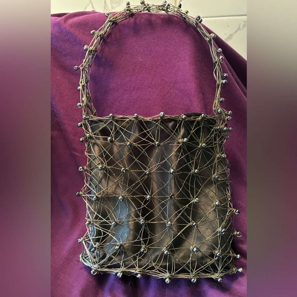 Elegant Black Beaded Handbag